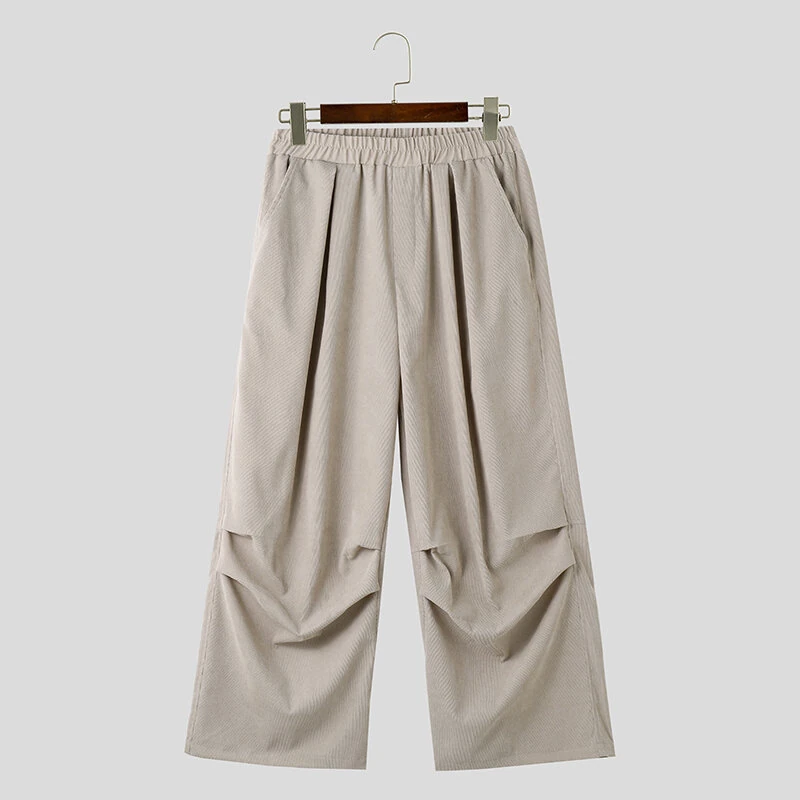 INCERUN Men's Design Corduroy Loose Casual Elastic Pants — view 5
