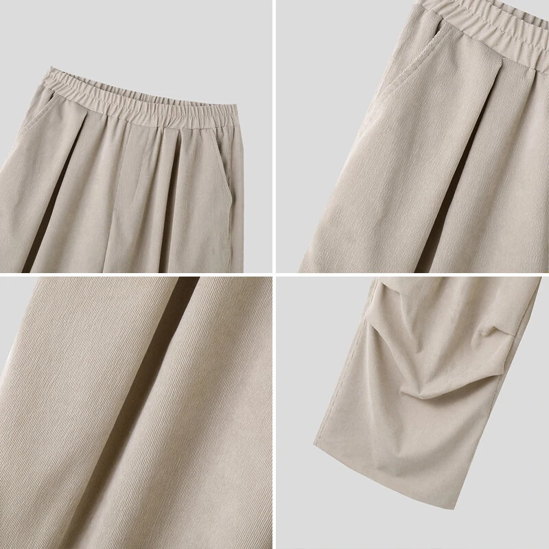 INCERUN Men's Design Corduroy Loose Casual Elastic Pants — view 7