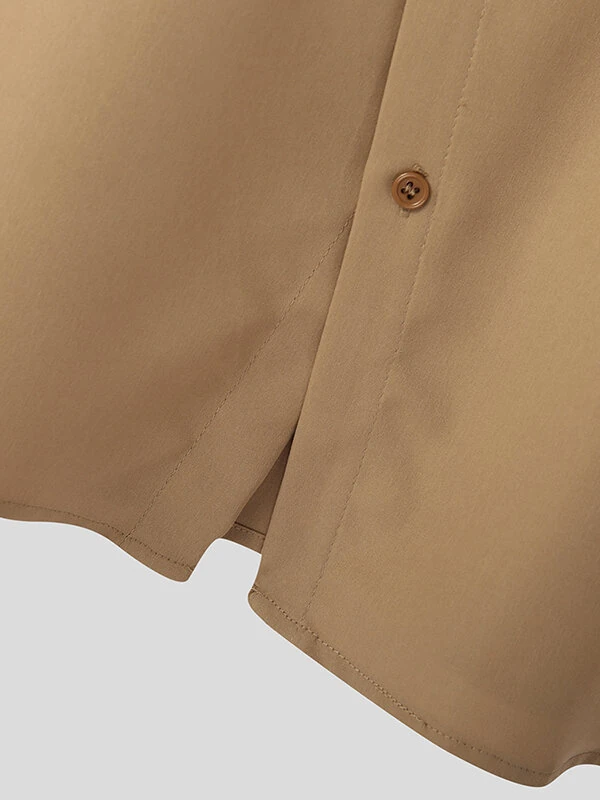 INCERUN Men Shirts Fashion Solid Color Lapel Shirt Top Daily Long Sleeve Shirt Mens Clothing with Pocket Casual Men's Suits — view 7