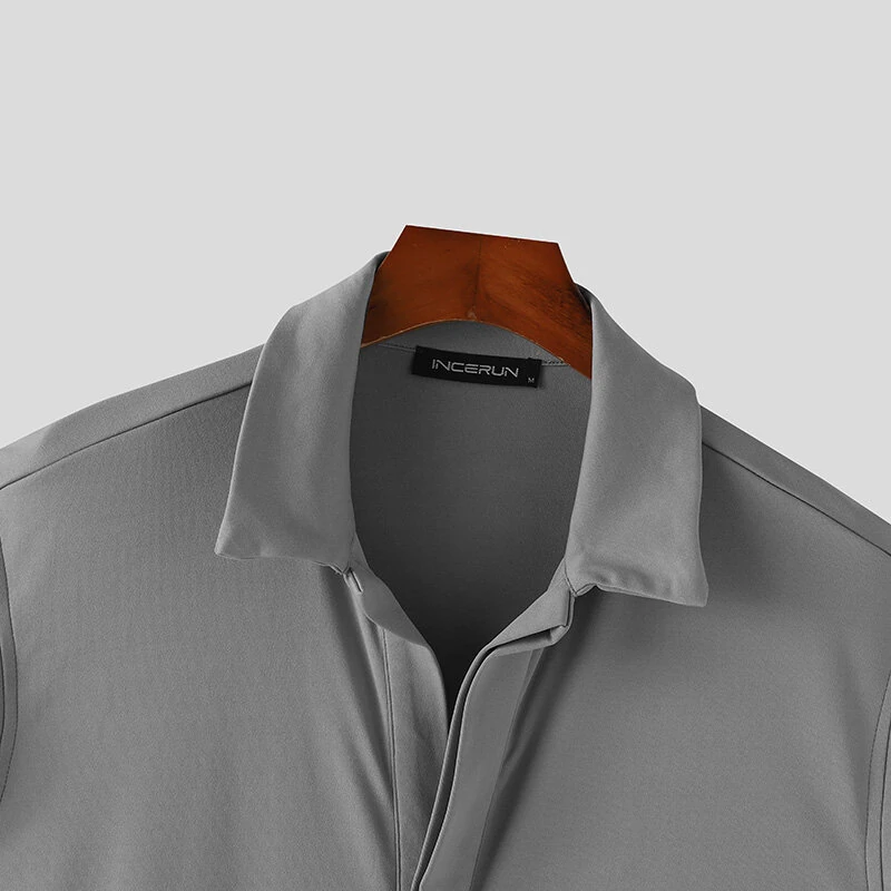 INCERUN Men Shirts Solid Color Sleeveless Shirt Casual Daily Lapel Streetwear Shirt Mens Clothing Summer Male Shirts — view 5
