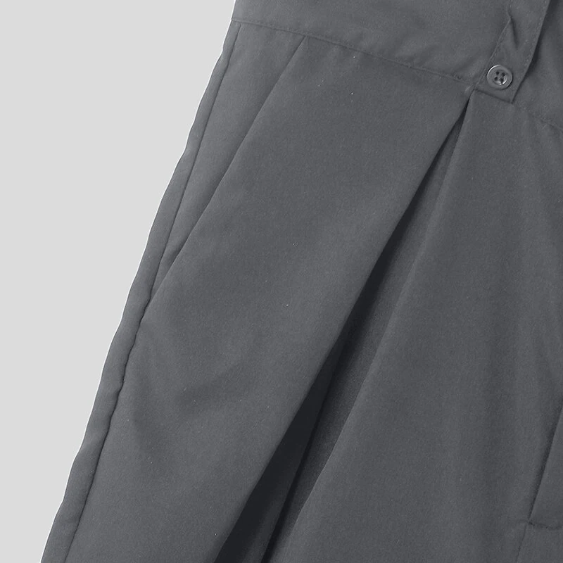 INCERUN Men Solid Color Casual Overalls with Pockets, Loose Fit Workwear Jumpsuit With Adjustable Straps — view 10