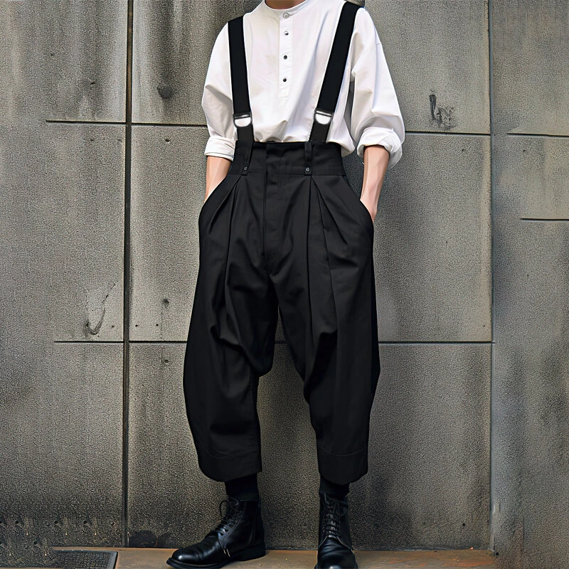 INCERUN Men Solid Color Casual Overalls with Pockets, Loose Fit Workwear Jumpsuit With Adjustable Straps — view 11