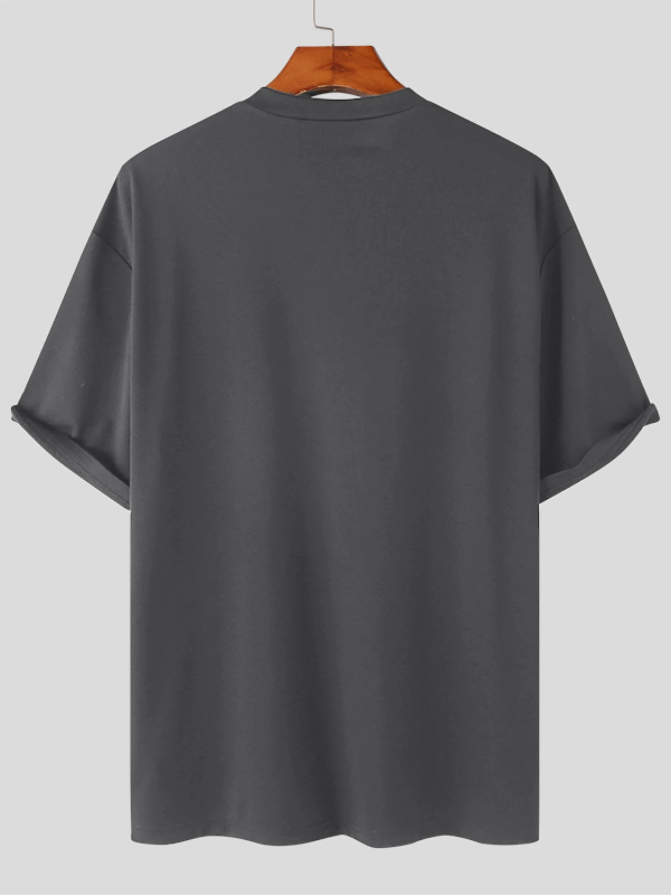 INCERUN Men Solid Color Short Sleeve T-Shirt Round Neck Loose Fit Men's Tee Summer Casual Daily Mens Top — view 6