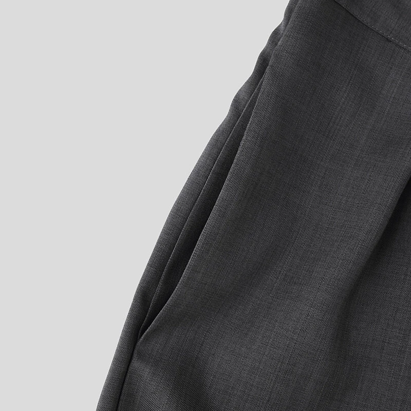 INCERUN Men Solid Color Straight Legged Pants Loose Fit Casual Hook Loop Zipper Long Trousers Large Size for Big Men S-5XL — view 8