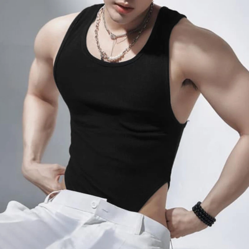 INCERUN Men Tank Top Fashion Simple Solid Color Jumpsuit Vest Male Tanks Sleeveless Summer Streetwear S-5XL — INCERUN