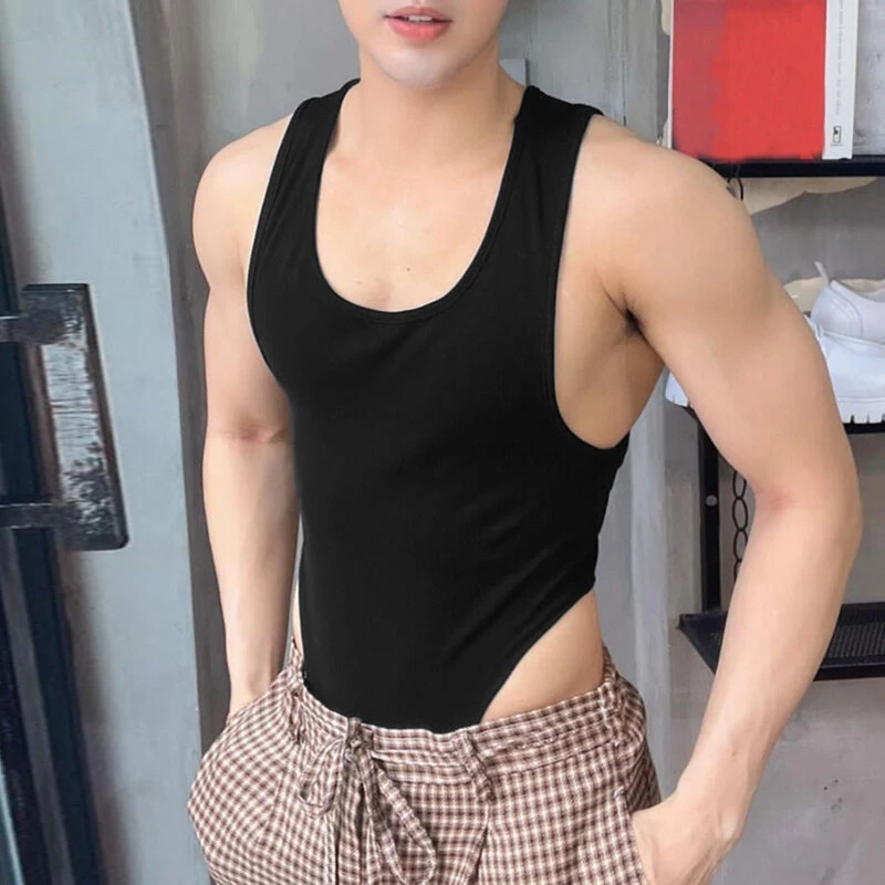 INCERUN Men Tank Top Fashion Simple Solid Color Jumpsuit Vest Male Tanks Sleeveless Summer Streetwear S-5XL — view 3