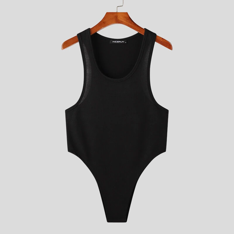 INCERUN Men Tank Top Fashion Simple Solid Color Jumpsuit Vest Male Tanks Sleeveless Summer Streetwear S-5XL — view 4