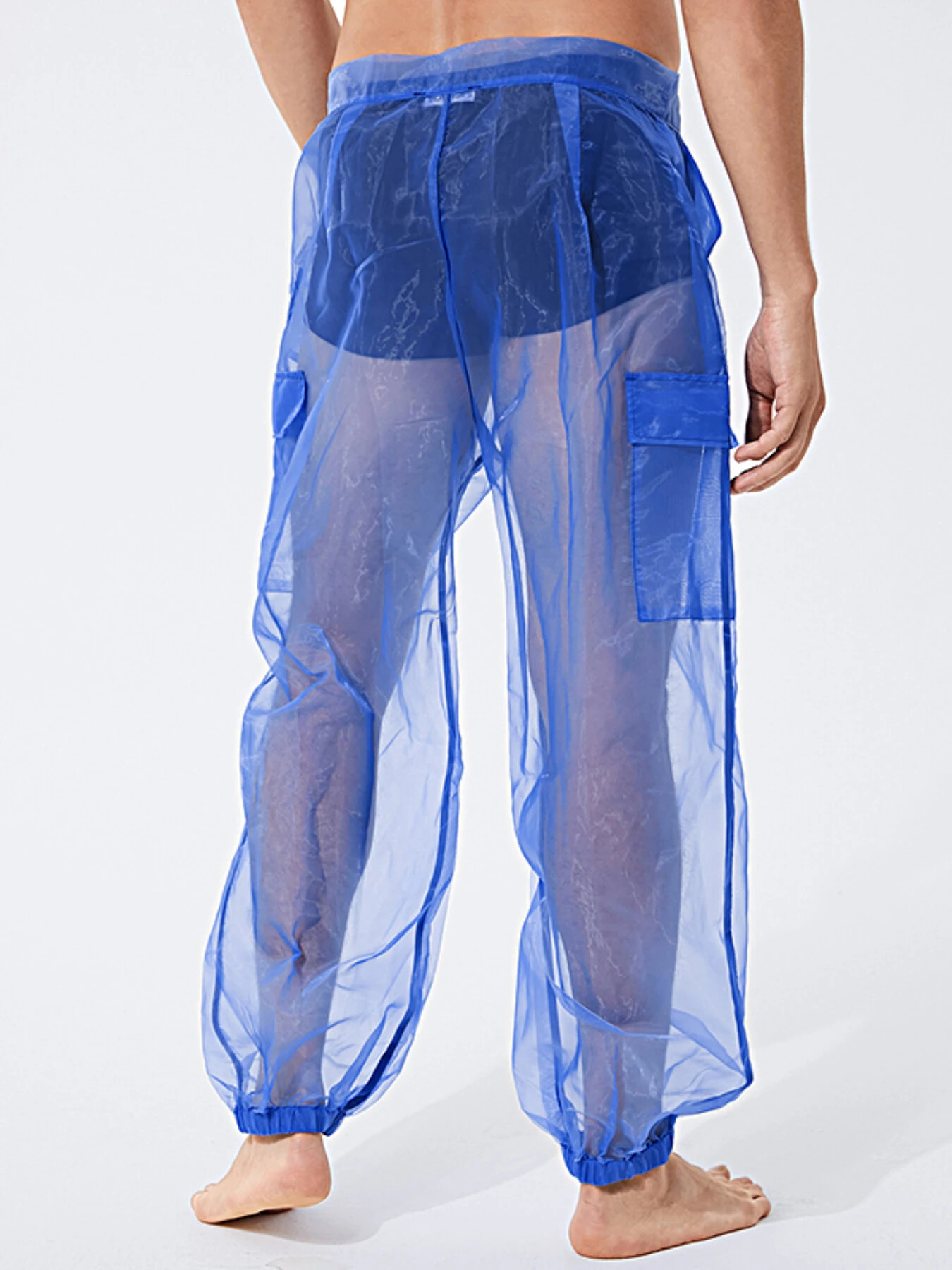 INCERUN Men Transparent Mesh Zipper Pants Nightclub Party Mens Pants Fashion Street Men's Bottoms — view 5