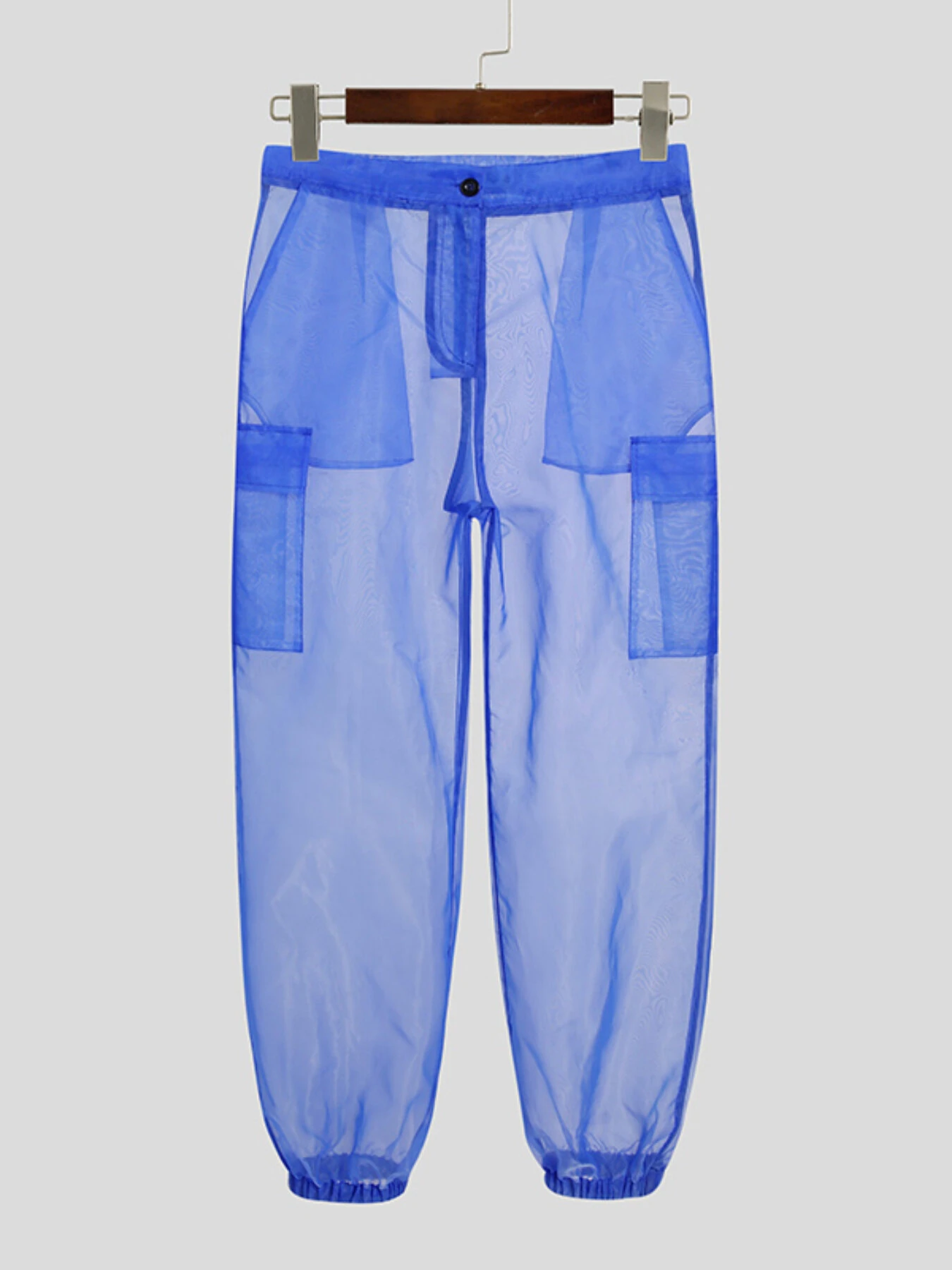 INCERUN Men Transparent Mesh Zipper Pants Nightclub Party Mens Pants Fashion Street Men's Bottoms — view 6