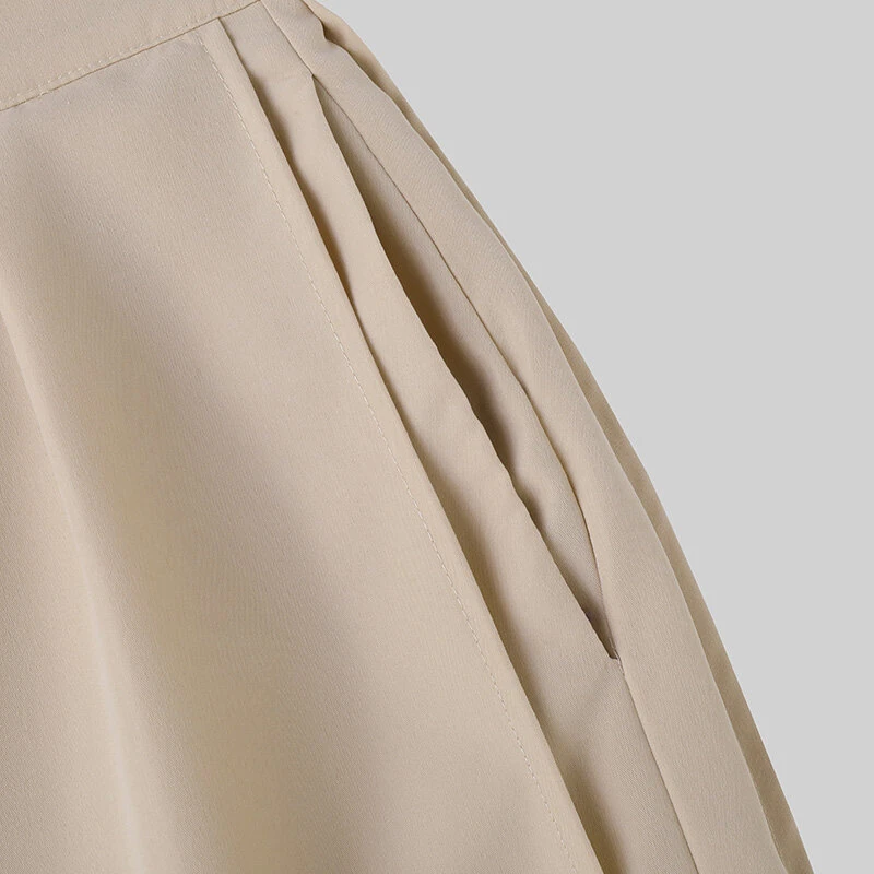 INCERUN Men Trendy Layered Skirt Pants Loose Fit Casual Comfortable Wide Leg Trousers with Side Pockets Plus Size — view 6
