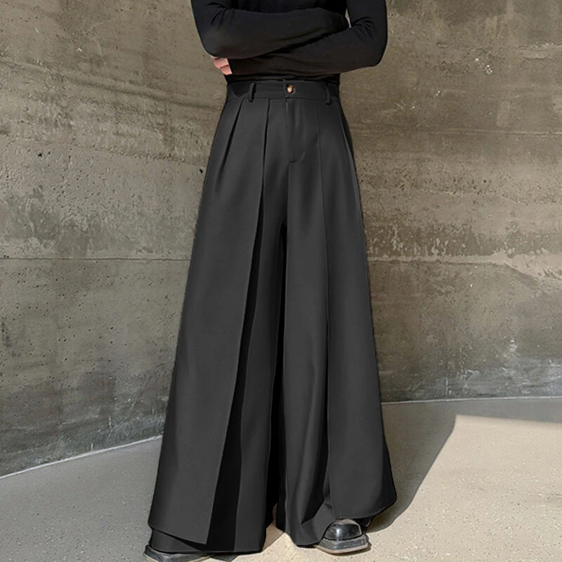 INCERUN Men Wide Legs Skirt Pants, False Two-piece Design Loose Fit Long Trousers for All Season Large Size S-5XL — image 1