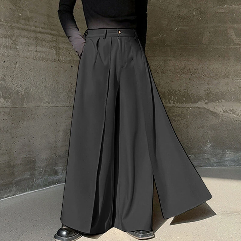 INCERUN Men Wide Legs Skirt Pants, False Two-piece Design Loose Fit Long Trousers for All Season Large Size S-5XL — view 2