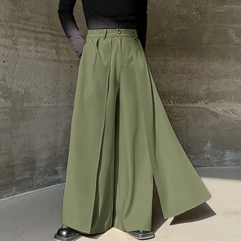 INCERUN Men Wide Legs Skirt Pants, False Two-piece Design Loose Fit Long Trousers for All Season Large Size S-5XL — view 3