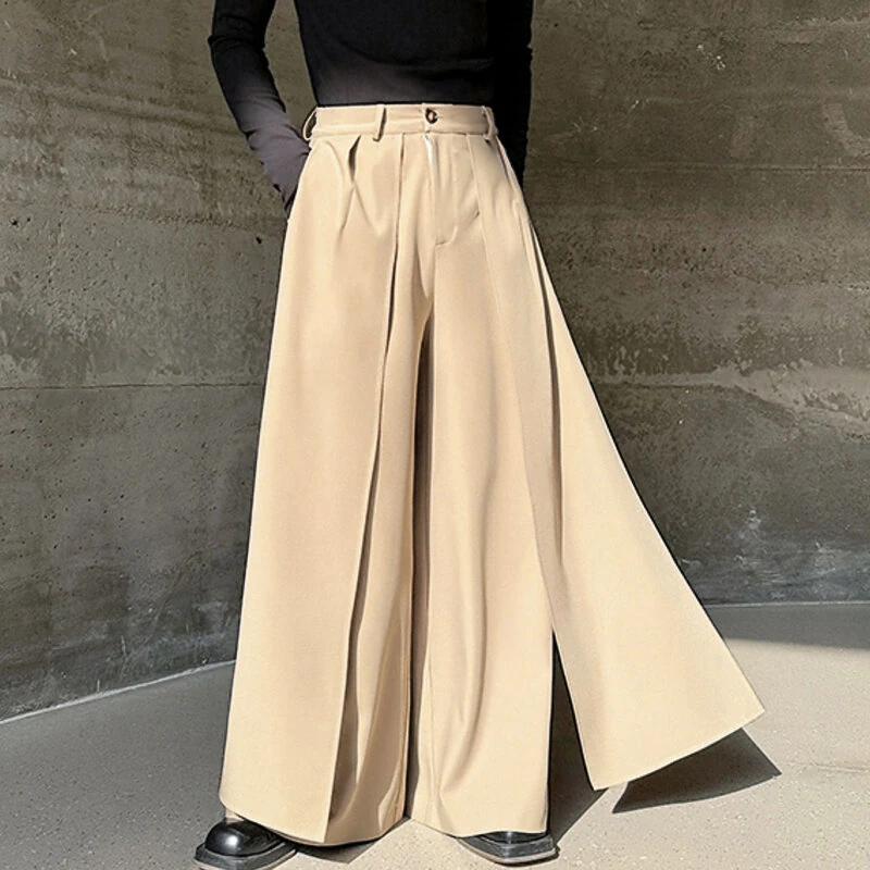 INCERUN Men Wide Legs Skirt Pants, False Two-piece Design Loose Fit Long Trousers for All Season Large Size S-5XL — view 4