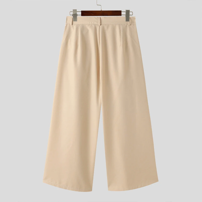 INCERUN Men Wide Legs Skirt Pants, False Two-piece Design Loose Fit Long Trousers for All Season Large Size S-5XL — view 7
