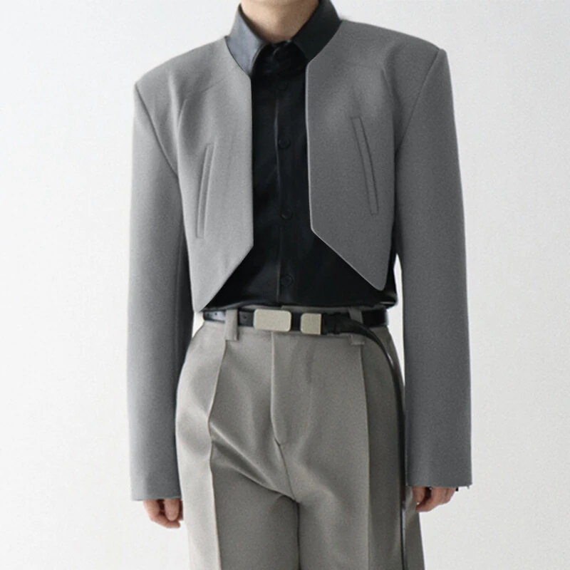 INCERUN Mens Blazer Simple Fashion Design Cut Off Suits Coats Solid Color Long Sleeve Blazer Casual Male Clothing Top — INCERUN