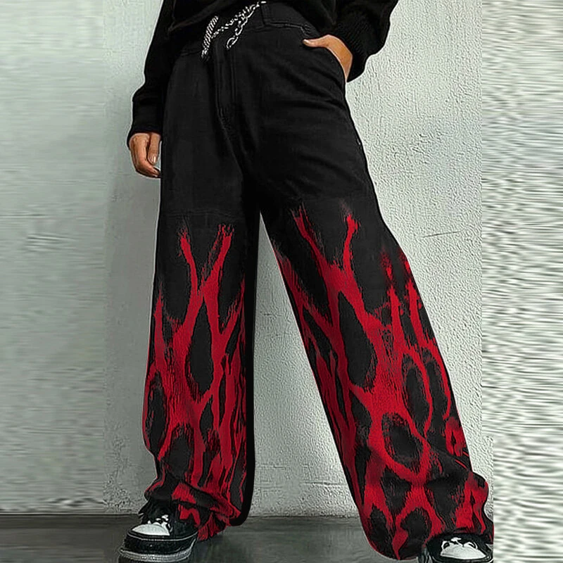 INCERUN Mens Casual Print Color Block Pant Zipper Button Casual Loose Fit Long Pants with Pockets for Men S-5XL — image 1