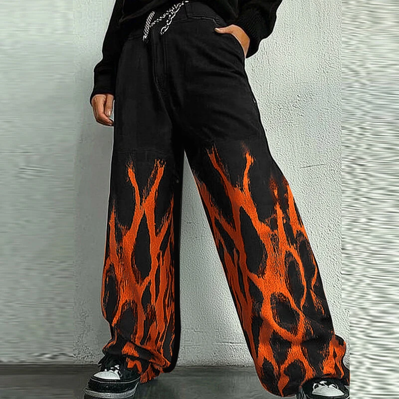INCERUN Mens Casual Print Color Block Pant Zipper Button Casual Loose Fit Long Pants with Pockets for Men S-5XL — view 2
