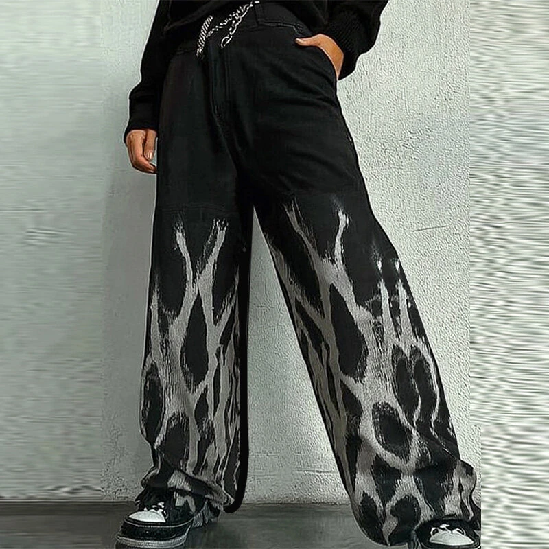 INCERUN Mens Casual Print Color Block Pant Zipper Button Casual Loose Fit Long Pants with Pockets for Men S-5XL — view 3