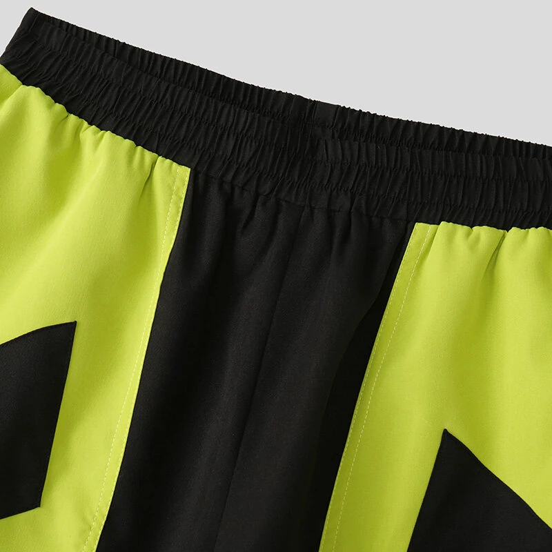 INCERUN Mens Color-Block Spliced Design Pant Fashion Elastic Waist Loose Fit Pants — view 5
