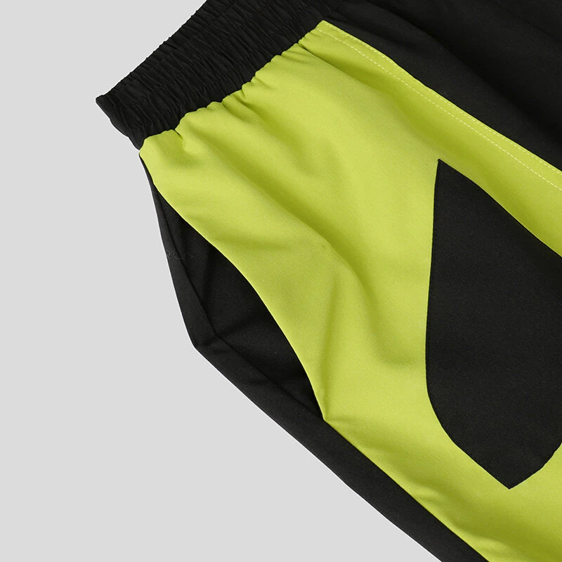INCERUN Mens Color-Block Spliced Design Pant Fashion Elastic Waist Loose Fit Pants — view 7