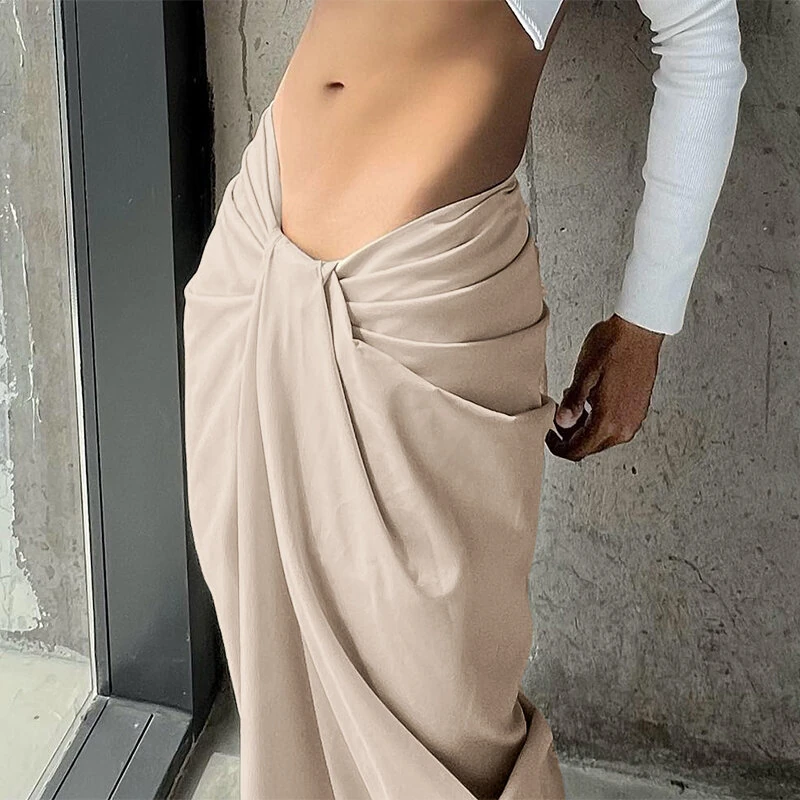 INCERUN Mens Deconstructed Twist Design Solid Color Pants Fashion Wide Leg Back Zipper Trousers Party Streatwear Large Size S-5XL — view 2