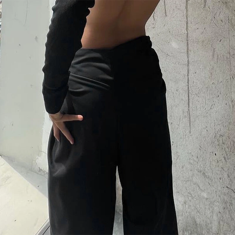 INCERUN Mens Deconstructed Twist Design Solid Color Pants Fashion Wide Leg Back Zipper Trousers Party Streatwear Large Size S-5XL — view 5