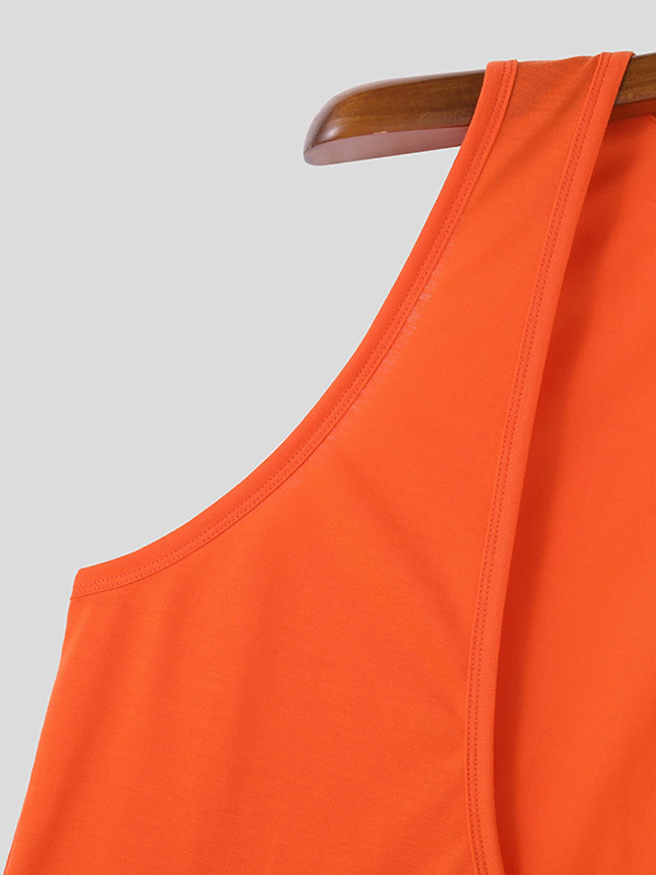 INCERUN Mens Fashion Solid Color U-shape Tank Top — view 7
