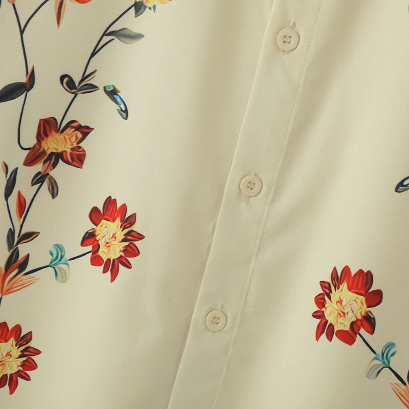 INCERUN Mens Floral Print Lapel Collar Short Sleeve Shirt Casual Daily Button Up Lapel Top FOR Men S-5XL — view 4