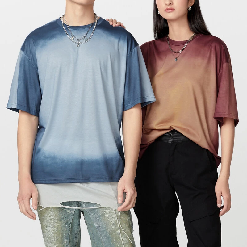 INCERUN Mens Gradient Short-Sleeve T-Shirt Fashion Daily Comfortable Crew Neck Tshirt for Men — view 10