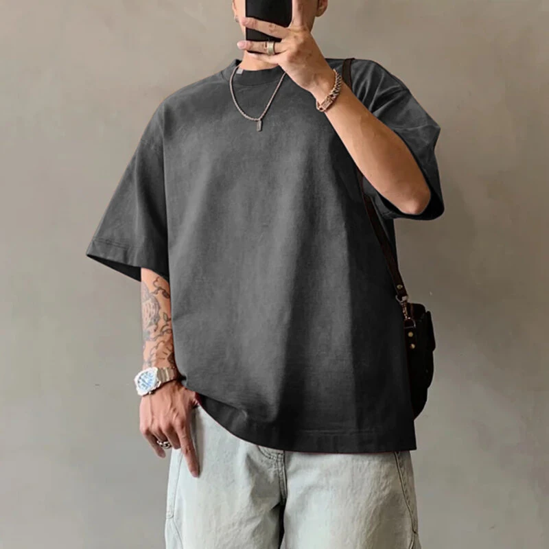 INCERUN Mens Gradient Short-Sleeve T-Shirt Fashion Daily Comfortable Crew Neck Tshirt for Men — view 3