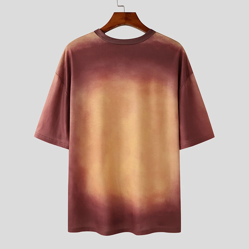 INCERUN Mens Gradient Short-Sleeve T-Shirt Fashion Daily Comfortable Crew Neck Tshirt for Men — view 7