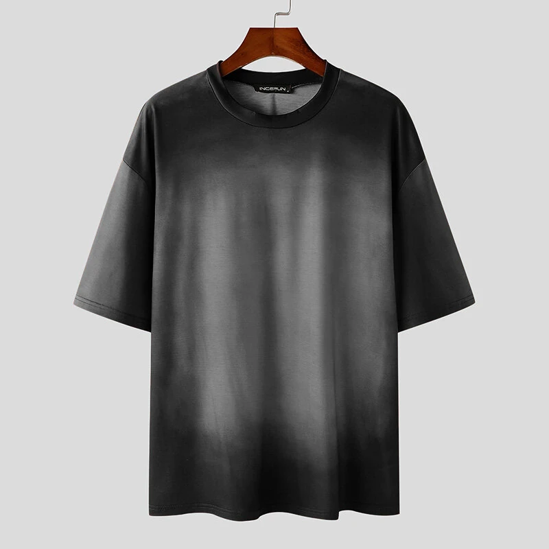 INCERUN Mens Gradient Short-Sleeve T-Shirt Fashion Daily Comfortable Crew Neck Tshirt for Men — view 9
