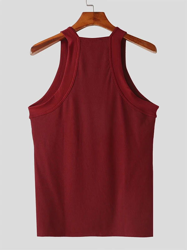INCERUN Mens High Elastic Solid Color Casual Tank Top — view 6
