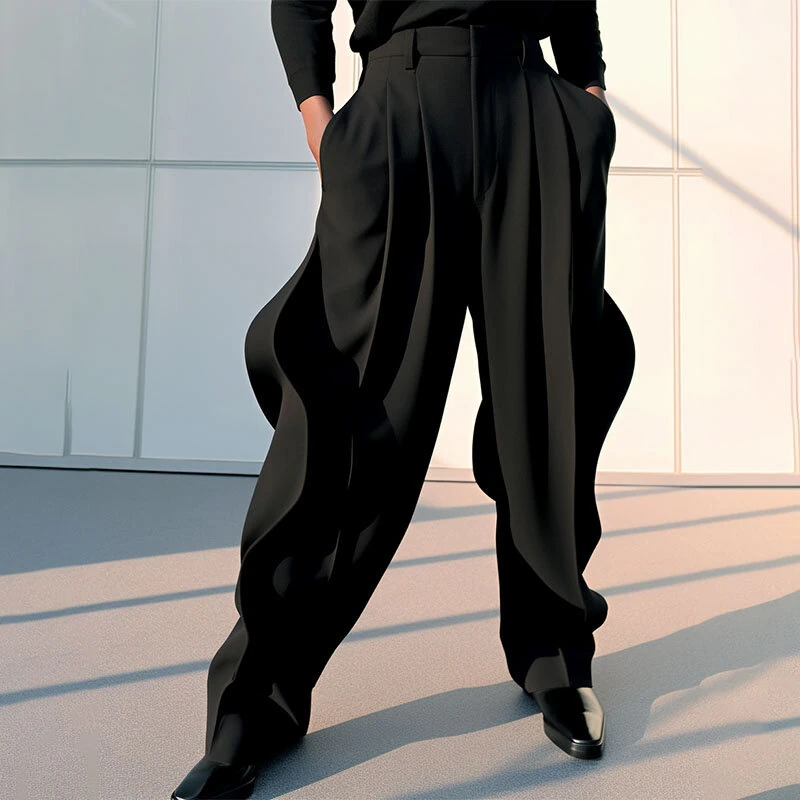 INCERUN Mens Pant Casual Chic Irregular Hem Pants for Fashion-forward Men Party Trousers — image 1