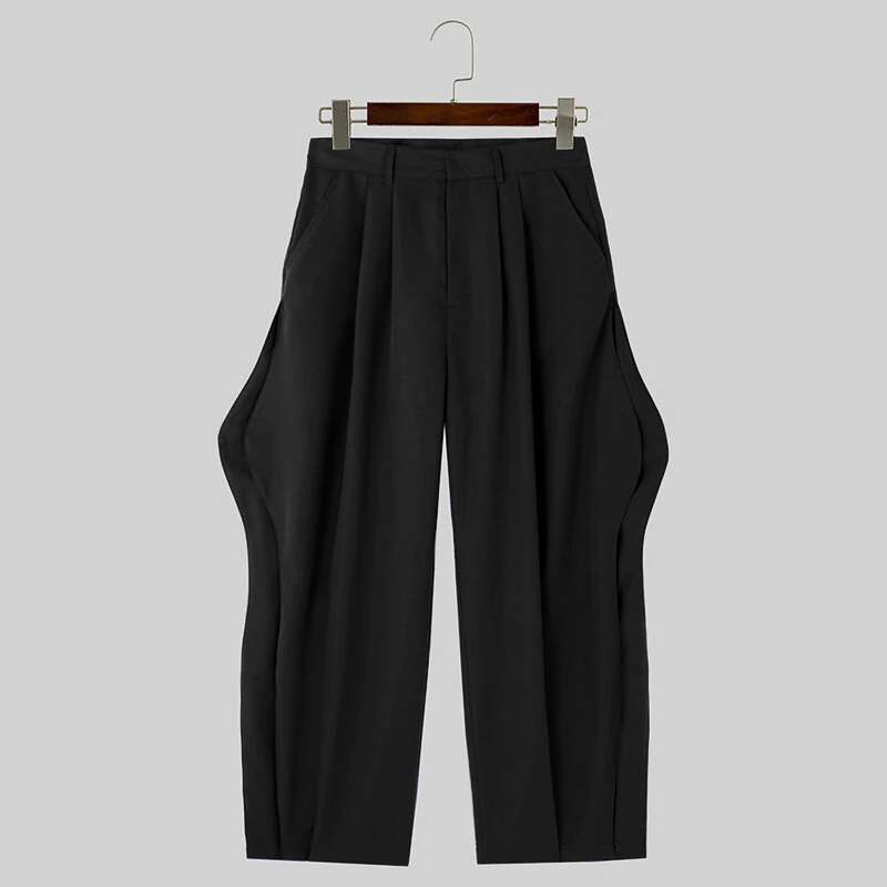 INCERUN Mens Pant Casual Chic Irregular Hem Pants for Fashion-forward Men Party Trousers — view 10
