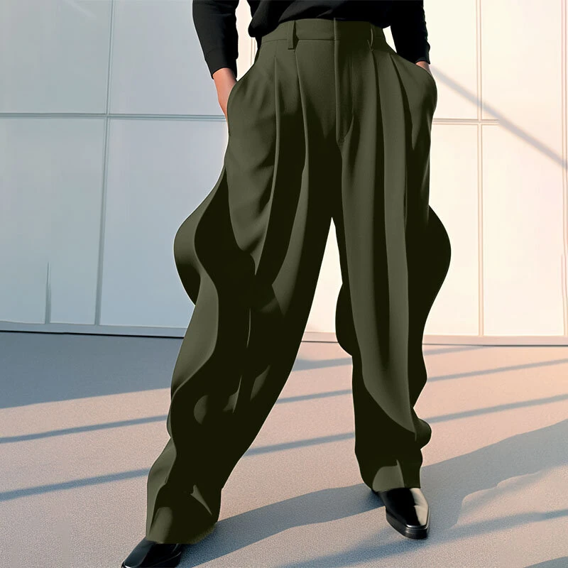 INCERUN Mens Pant Casual Chic Irregular Hem Pants for Fashion-forward Men Party Trousers — view 2