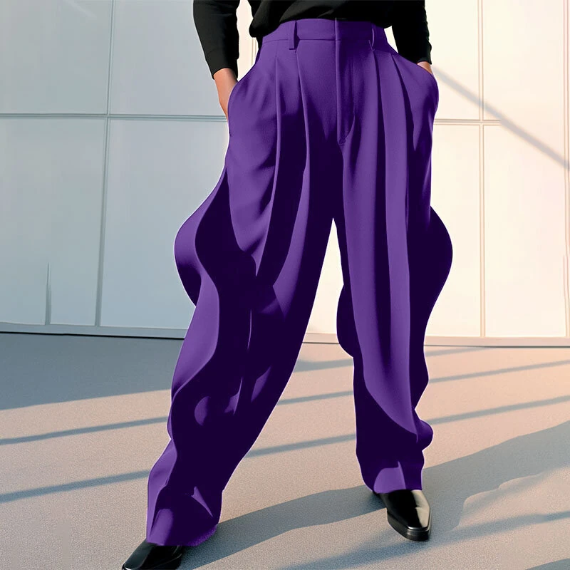 INCERUN Mens Pant Casual Chic Irregular Hem Pants for Fashion-forward Men Party Trousers — view 3