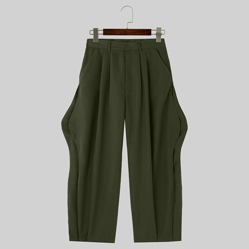 INCERUN Mens Pant Casual Chic Irregular Hem Pants for Fashion-forward Men Party Trousers — view 9