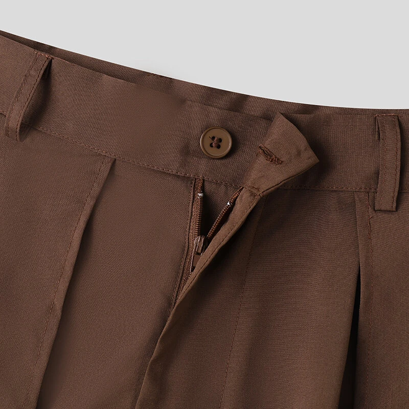 INCERUN Mens Pant Irregular Splicing Solid Color Men Pant Skirt Fashion Solid Color Streetwear Male Trousers — view 4