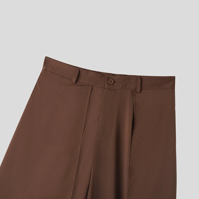 INCERUN Mens Pant Irregular Splicing Solid Color Men Pant Skirt Fashion Solid Color Streetwear Male Trousers — view 5