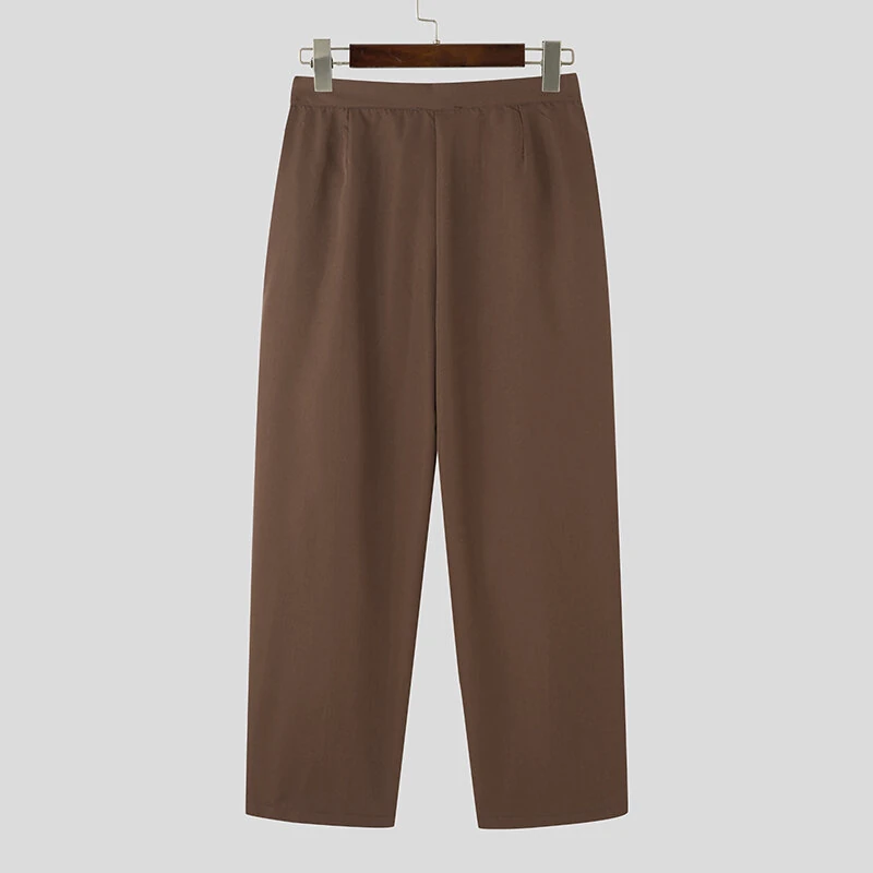 INCERUN Mens Pant Pleated Solid Color Trousers Casual Trendy Korean Pleated Solid Color Casual Pants — view 8