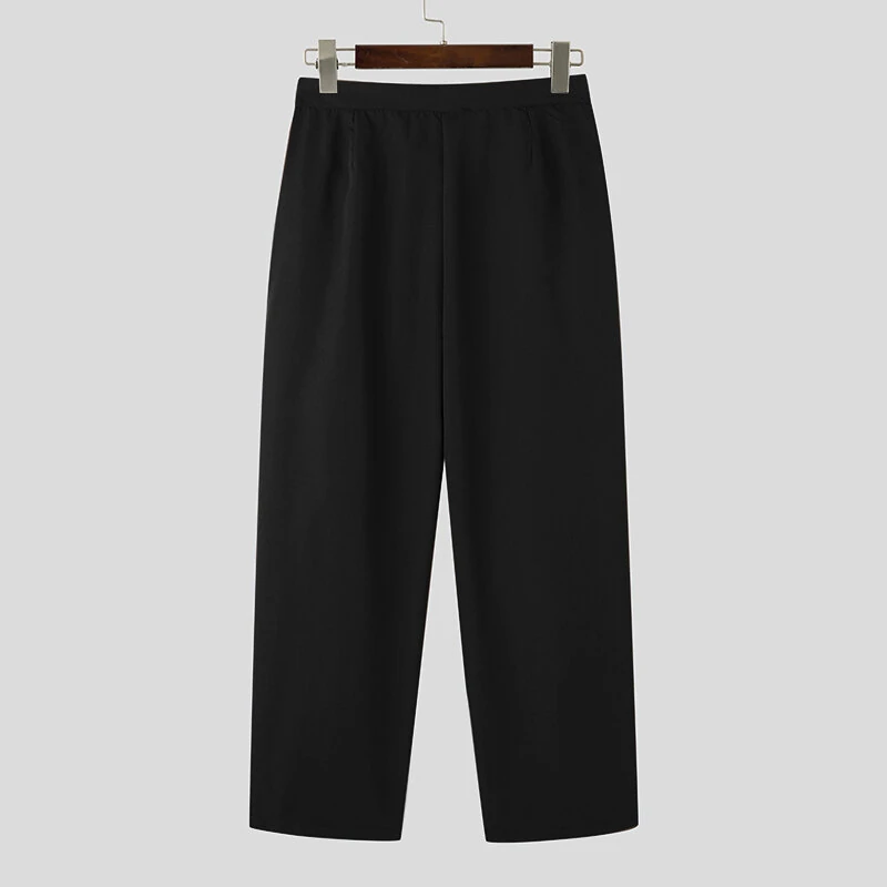 INCERUN Mens Pant Pleated Solid Color Trousers Casual Trendy Korean Pleated Solid Color Casual Pants — view 9
