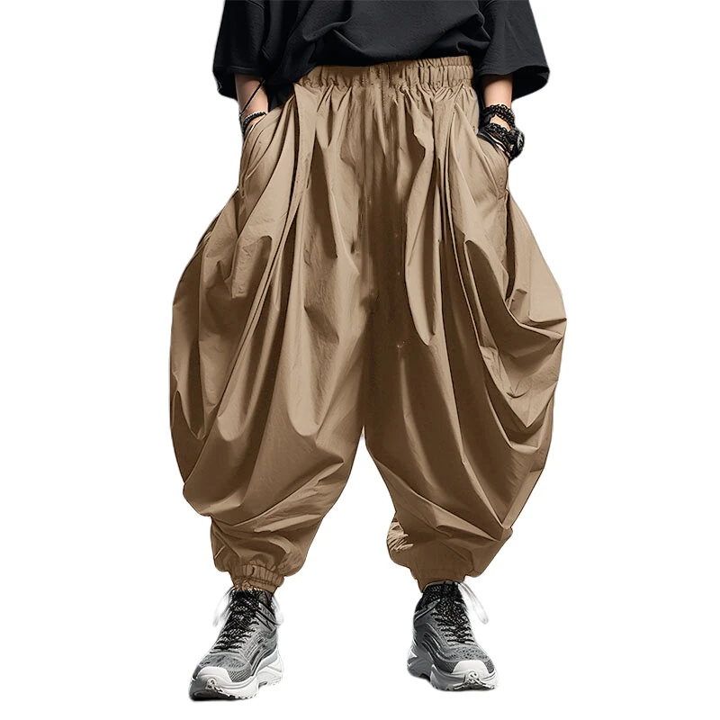 INCERUN Mens Pants Drawstring Harlan Trousers Fashion Solid Color Loose Fit Streetwear Male Pants — view 11