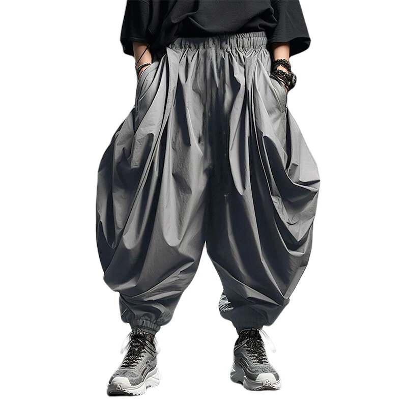 INCERUN Mens Pants Drawstring Harlan Trousers Fashion Solid Color Loose Fit Streetwear Male Pants — view 2
