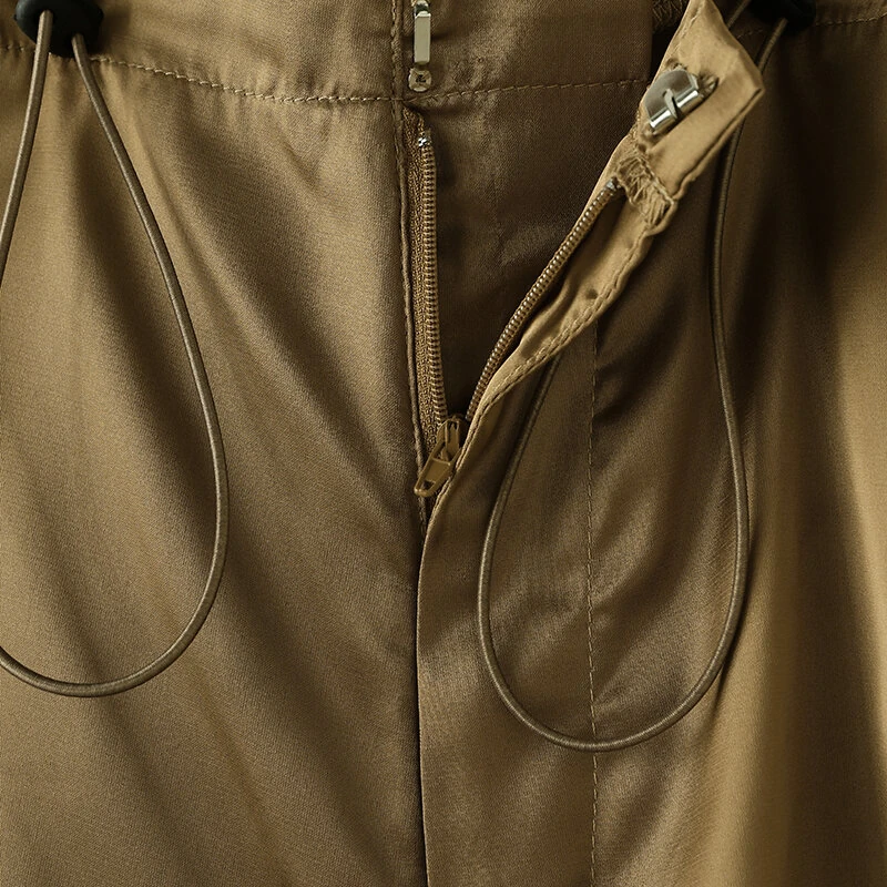 INCERUN Mens Satin Ruched Design Casual Pant Fashion Solid Color Loose Fit Straight Trousers — view 7