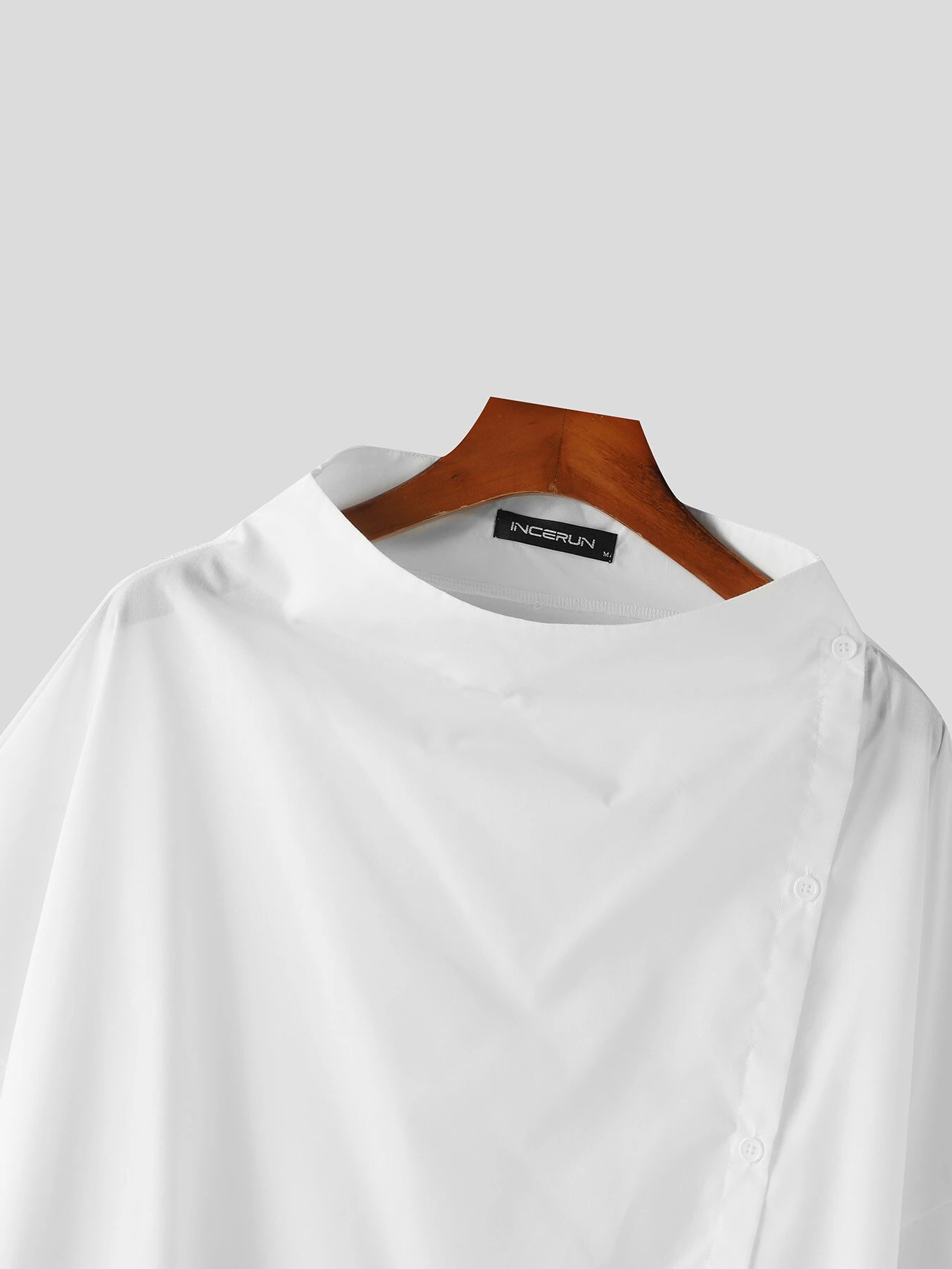 INCERUN Mens Shirt Design Half Sleeve Top Fashion Side Cut-off Button Shirts Casual Summer Loose Men Shirts S-5XL — view 5
