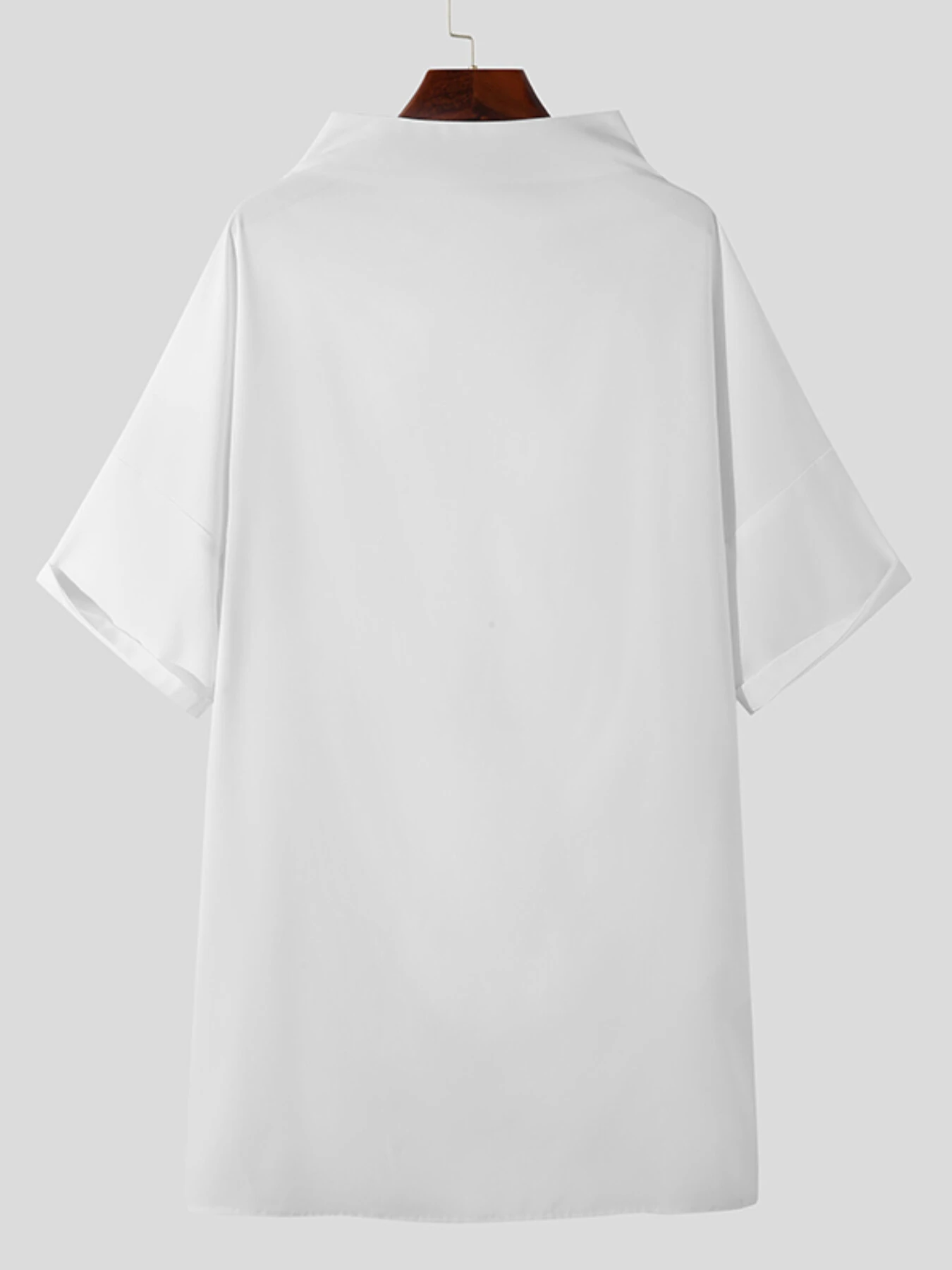 INCERUN Mens Shirt Design Half Sleeve Top Fashion Side Cut-off Button Shirts Casual Summer Loose Men Shirts S-5XL — view 7