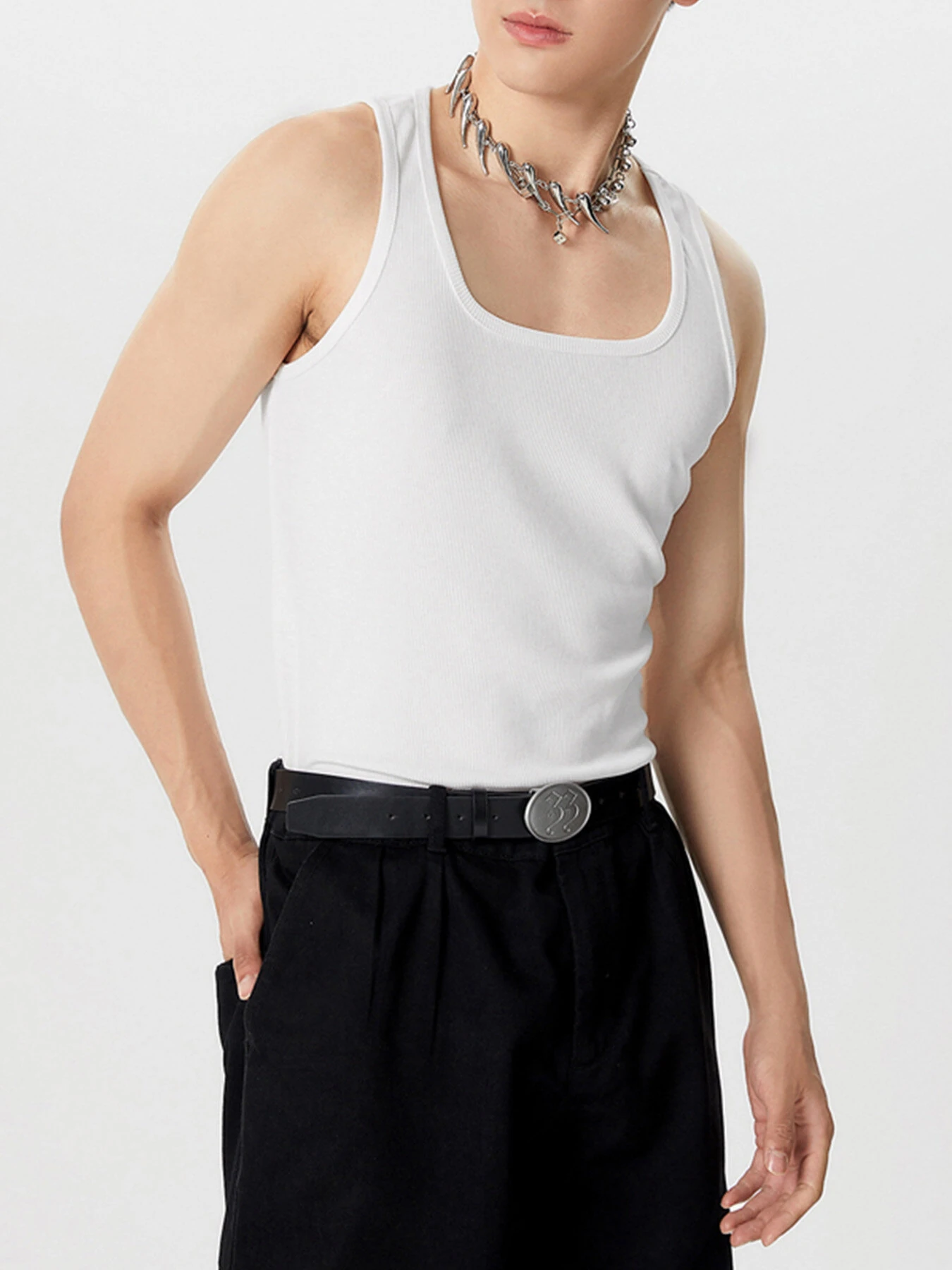 INCERUN Mens Simple Sport Solid Color Knitted Sleeveless Tank Top — view 3