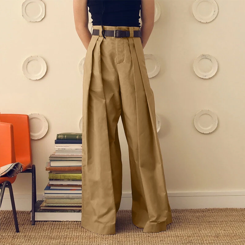 INCERUN Mens Solid Color Loose Fit High Waist Pant Casual Wide Leg Long Trousers Plus Size For Men S-5XL — image 1